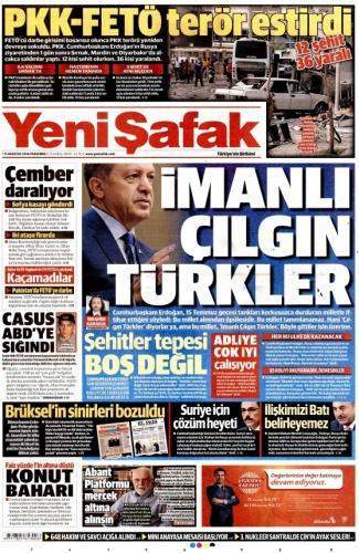 11 Ağustos 2016 Gazete Manşetleri