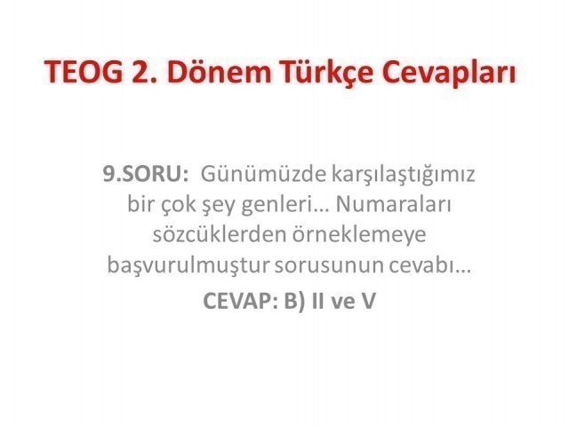 TEOG 2. Dönem Türkçe Cevapları 26 nisan 2017