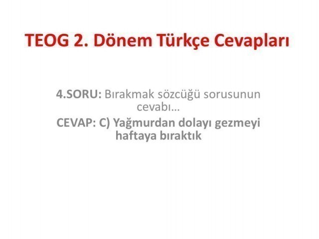 TEOG 2. Dönem Türkçe Cevapları 26 nisan 2017