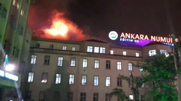 Ankara Numune Hastanesi yangın görüntüleri