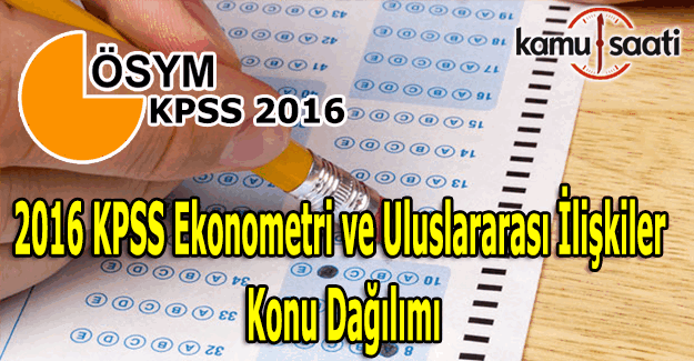 2016 KPSS Uluslararası İlişkiler ve Ekonometri sınavı konu dağılımı