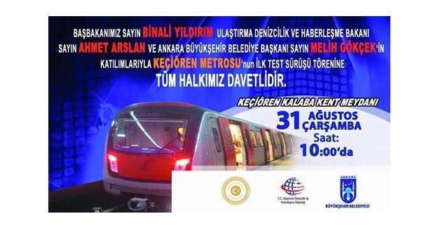 Ankara Keçiören Metrosunun test sürüşleri başlıyor!
