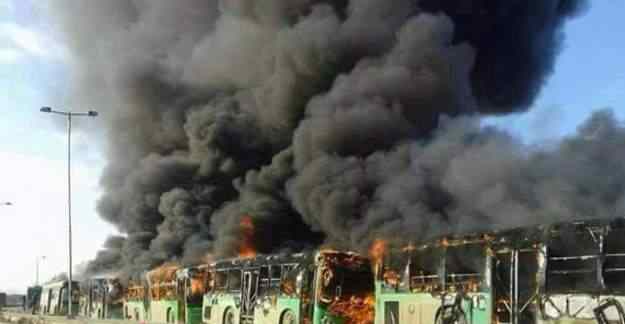 Halep'te son durum: Rejim güçleri tahliye otobüslerini yaktı