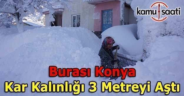 Konya'da kar kalınlığı 3 metreyi aştı