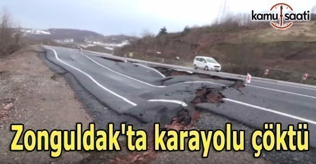 Zonguldak'ta karayolu çöktü
