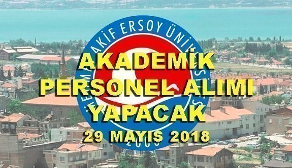 Burdur Mehmet Akif Ersoy Üniversitesi 30 Akademik Personel Alımı - 29 Mayıs 2018