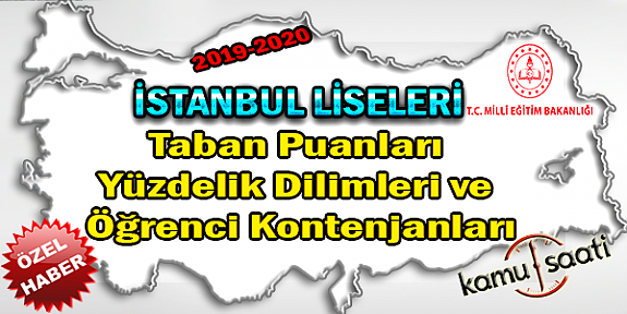 LGS İstanbul Liseleri Taban Puanları Yüzdelik Dilimleri ve Öğrenci Kontenjanları 2018-2019-2020