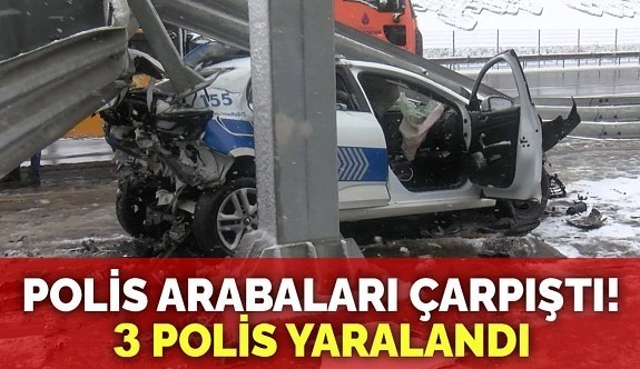TEM Otoyolu'nda polis araçları birbirine girdi, 3 polis yaralandı