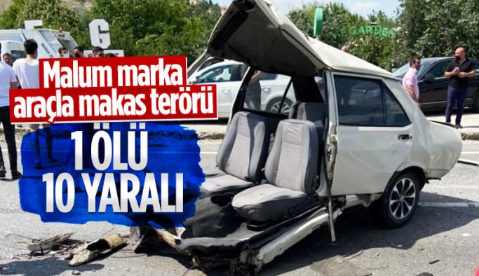 Ankara'da makas atarak ilerleyen araç ortadan ikiye bölündü