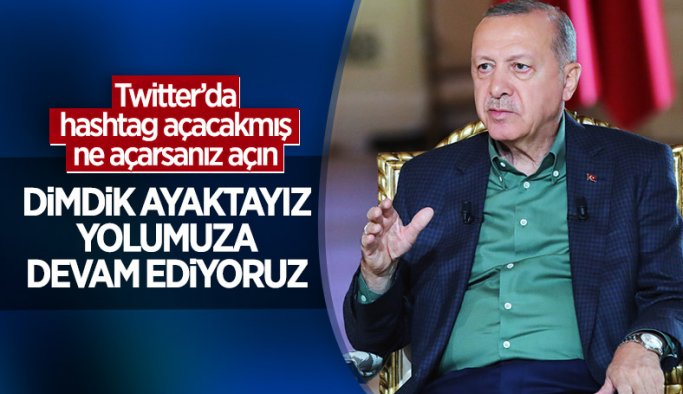 Cumhurbaşkanı Erdoğan'dan hashtag açanlara: Dimdik ayaktayız