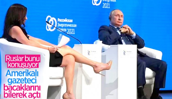 Rusya'da gündem bacaklarını Putin'e uzatan ABD'li sunucu