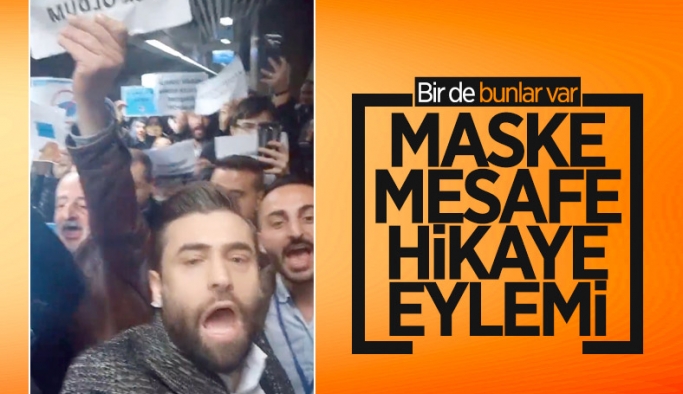 Marmaray'da maske mesafe kuralı protesto edildi