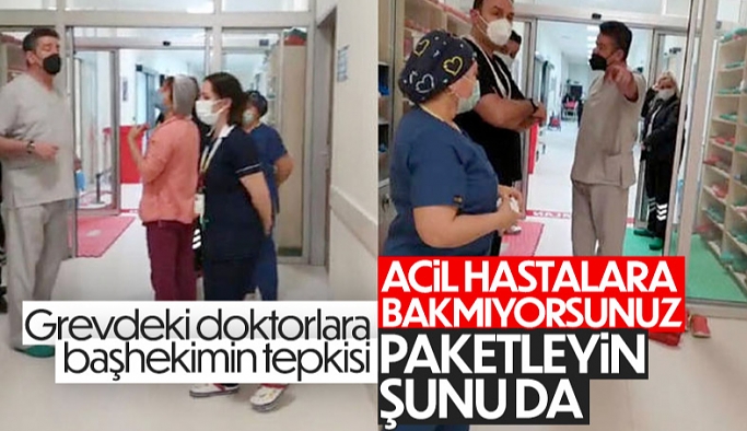Balıkesir'de başhekim ile grevdeki doktorlar arasında tartışma