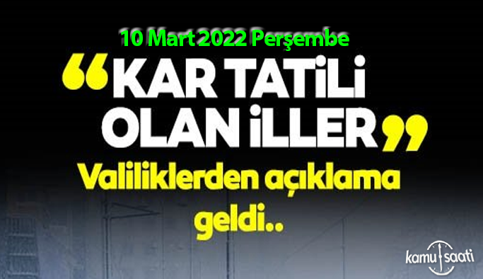 Okullar tatil mi? Bayburt, Kocaeli ve İstanbul’da okullar yarın tatil edildi mi? 10 Mart 2022 Tatil Olan Okullar