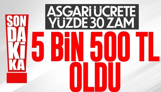 Asgari ücrete Yüzde 30  ara zam kararı açıkladı, Asgari Ücret 5500 TL Oldu