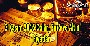 3 Kasım 2016 Dolar, Euro ve Kapalı Çarşı altın fiyatları