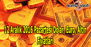 12 Aralık 2016 Dolar, Euro ve Kapalı Çarşı altın fiyatları