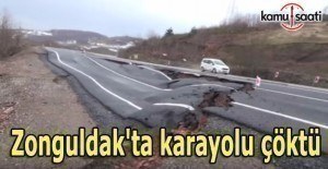 Zonguldak'ta karayolu çöktü