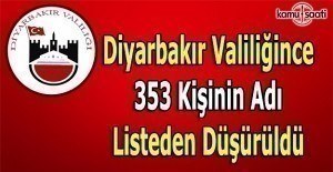 Diyarbakır Valiliğince 353 kişinin isimleri listeden düşürüldü