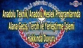 Anadolu Teknik/Anadolu Meslek Programlarında Alana Geçiş, Tercih ve Yerleştirme İşlemi