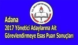 Adana 2017 Yönetici Adaylarına Ait Görevlendirmeye Esas Puan Sonuçları