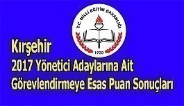 Kırşehir 2017 Yönetici Adaylarına Ait Görevlendirmeye Esas Puan Sonuçları