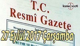 TC Resmi Gazete - 27 Eylül 2017 Çarşamba