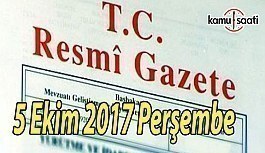 TC Resmi Gazete - 5 Ekim 2017 Perşembe