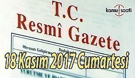 TC Resmi Gazete - 18 Kasım 2017 Cumartesi