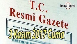 TC Resmi Gazete - 3 Kasım 2017 Cuma