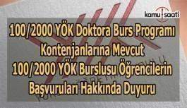 YÖK'ten 100/2000 YÖK Burslusu öğrencilerin başvuruları hakkında duyuru