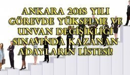 Ankara 2018 Yılı Görevde Yükselme Ve Unvan Değişikliği Sınavında Kazanan Adayların Listesi!