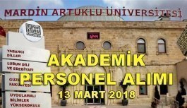 Mardin Artuklu Üniversitesi akademik personel alımı - 13 Mart 2018