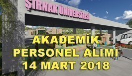 Şırnak Üniversitesi akademik personel alımı yapacak - 14 Mart 2018
