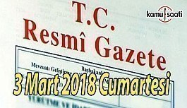 TC Resmi Gazete - 3 Mart 2018 Cumartesi