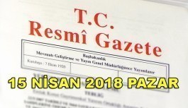 15 Nisan 2018 Pazar TC Resmi Gazete