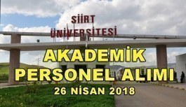 Siirt Üniversitesi 17 Akademik Personel Alacak - 26 Nisan 2018