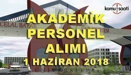 Manisa Celal Bayar Üniversitesi 22 Akademik Personel Alım İlanı - 1 Haziran 2018