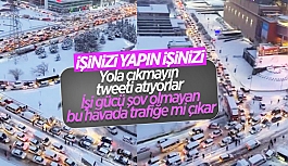 İstanbul'da kar trafiği havadan görüntülendi